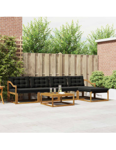 Set di divani con cuscino 6 pcs Naturale e Nero 2