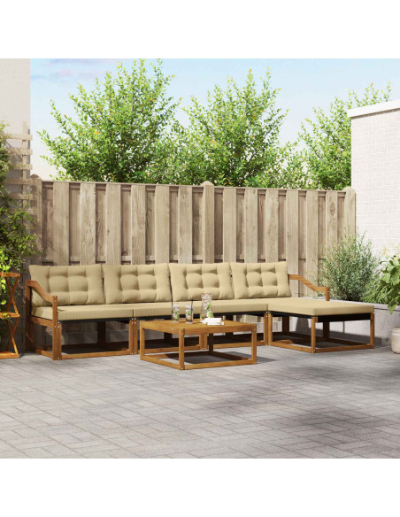 Set di divani con cuscino 6 pcs Naturale e Beige