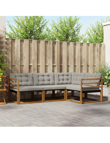 Set di divani con cuscino 4 pcs Grigio Naturale e Chiaro