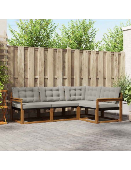 Set di divani con cuscino 4 pcs Grigio Naturale e Chiaro