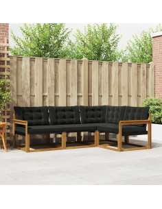 Set di divani con cuscino 4 pcs Naturale e Nero 2