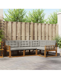 Set di divani con cuscino 4 pcs Grigio Naturale e Chiaro 2