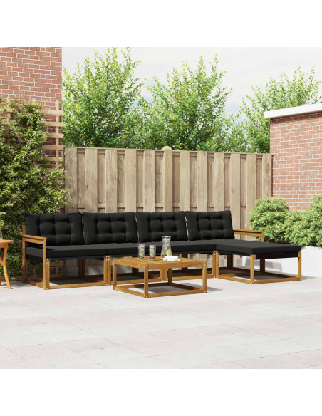 Set di divani con cuscino 6 pcs Naturale e Nero