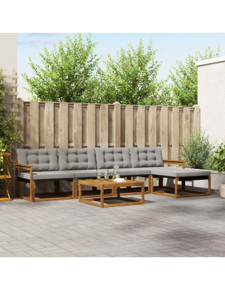 Set di divani con cuscino 6 pcs Grigio Naturale e Chiaro