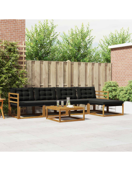Set di divani con cuscino 6 pcs Naturale e Nero