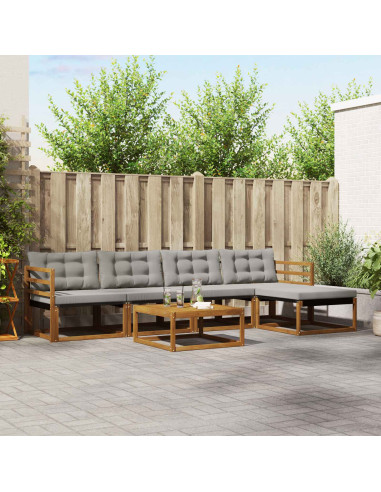 Set di divani con cuscino 6 pcs Grigio Naturale e Chiaro