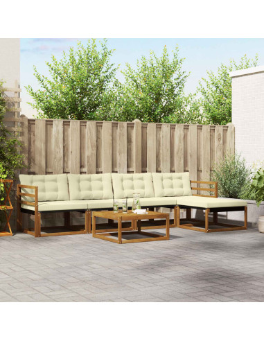 Set di divani con cuscino 6 pcs Naturale e Crema