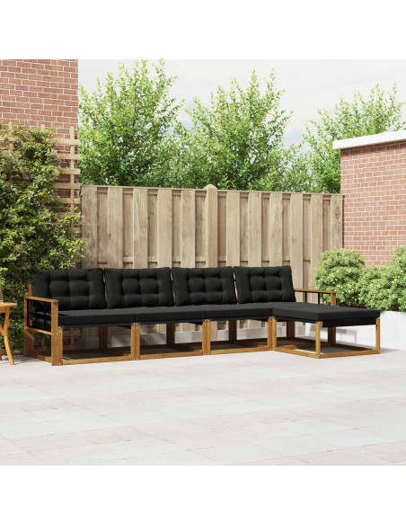 Set di divani con cuscino 5 pcs Naturale e Nero