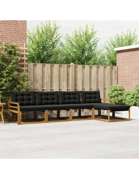 Set di divani con cuscino 5 pcs Naturale e Nero