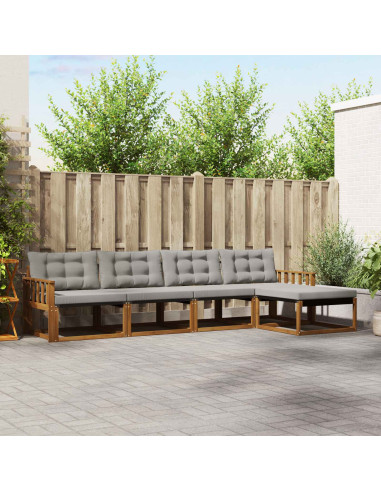 Set di divani con cuscino 5 pcs Grigio Naturale e Chiaro