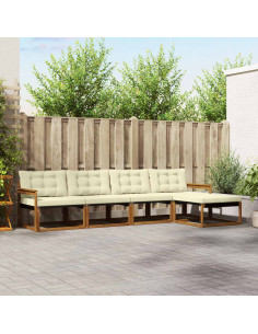 Set di divani con cuscino 5 pcs Naturale e Crema