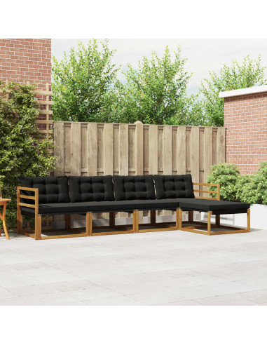 Set di divani con cuscino 5 pcs Naturale e Nero