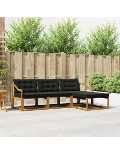 Set di divani con cuscino 4 pcs Naturale e Nero 2