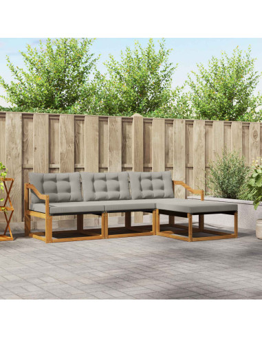 Set di divani con cuscino 4 pcs Grigio Naturale e Chiaro