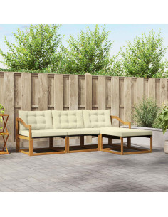 Set di divani con cuscino 4 pcs Naturale e Crema