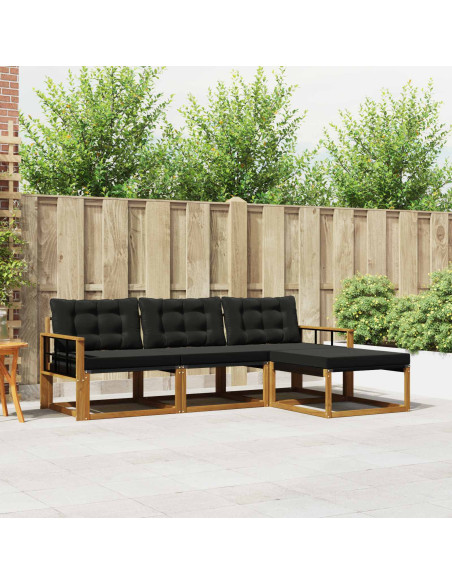 Set di divani con cuscino 4 pcs Naturale e Nero