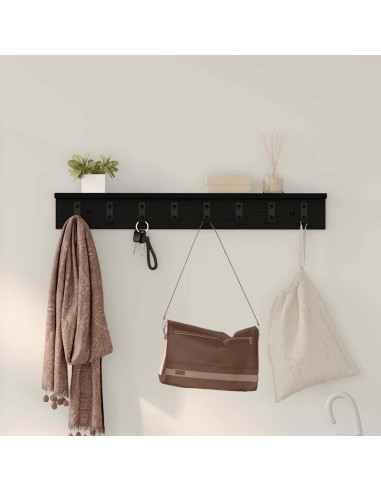 Appendiabiti a muro Rovere Nero 80 x 10,5 x 10,5 cm