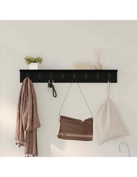 Appendiabiti a muro Rovere Nero 80 x 10,5 x 10,5 cm