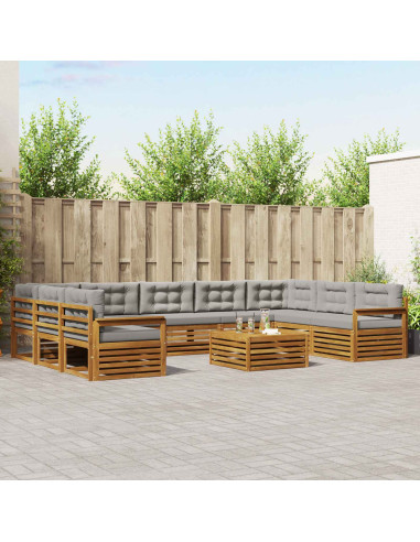 Set divani con cuscino 10 pcs Grigio Naturale e Chiaro