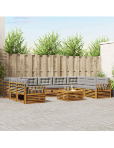 Set divani con cuscino 10 pcs Grigio Naturale e Chiaro