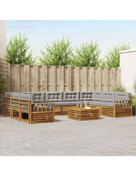 Set divani con cuscino 10 pcs Grigio Naturale e Chiaro