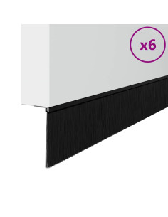Spazzole per porte a vite 6 pcs Nero 100 cm Lega di alluminio 2