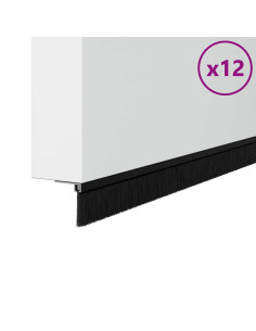 Spazzole per porte a vite 12 pcs Nero 100 cm Lega di alluminio 2