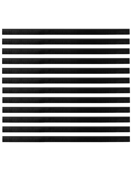 Spazzole per porte a vite 12 pcs Nero 100 cm Lega di alluminio