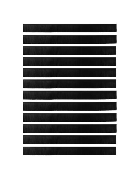Spazzole per porte a vite 12 pcs Nero 100 cm Lega di alluminio