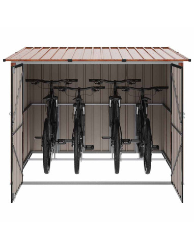Capanno per Biciclette 3 pcs Marrone 215 x 206 x 157 cm Metallo