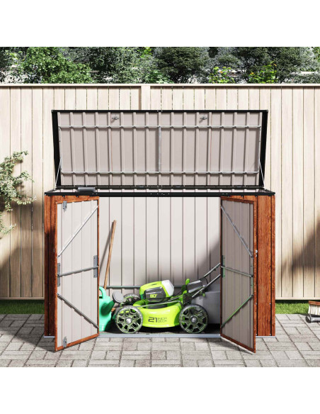 Scatola di Stoccaggio per Giardino Marrone 214 x 82 x 132 cm