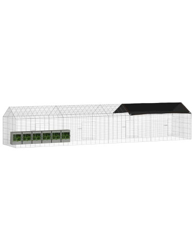 Gabbia per Conigli Argento 400 x 78 x 78 cm Acciaio zincato