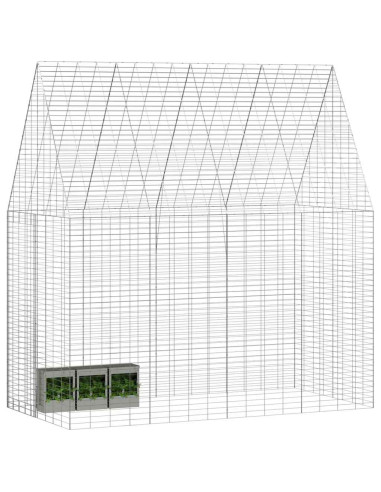 Gabbia per Conigli Argento 400 x 100 x 210 cm Acciaio zincato