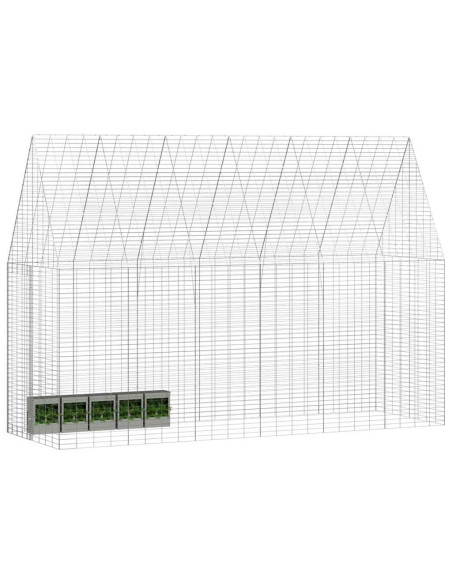 Gabbia per Conigli Argento 300 x 100 x 210 cm Acciaio zincato