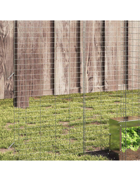 Gabbia per Conigli Argento 400 x 100 x 210 cm Acciaio zincato