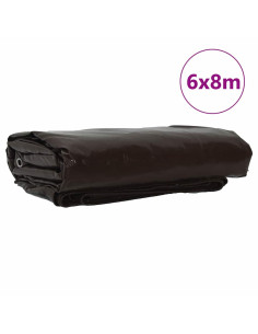 Telo 650g / m² Marrone 6 x 8 m Tela con rivestimento in PVC 2