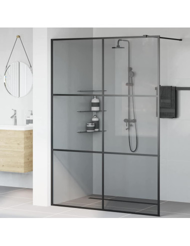 Parete Doccia Walk-in Nero 140 x 195 cm vetro temperato