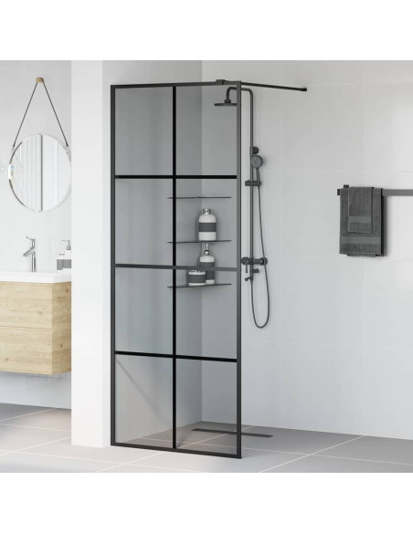 Parete Doccia Walk-in Nero 80 x 195 cm vetro temperato