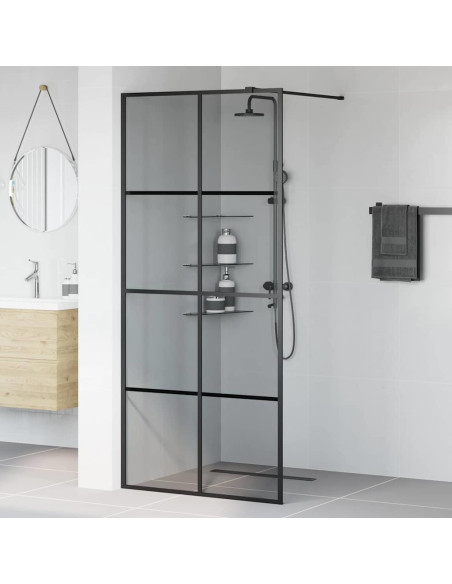 Parete Doccia Walk-in Nero 90 x 195 cm vetro temperato