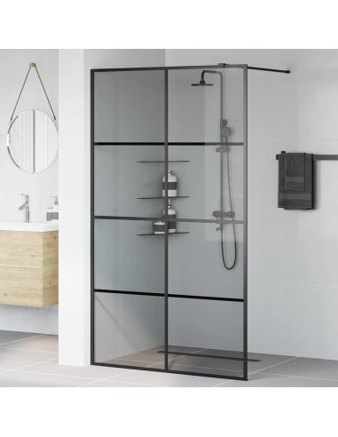 Parete Doccia Walk-in Nero 115 x 195 cm vetro temperato
