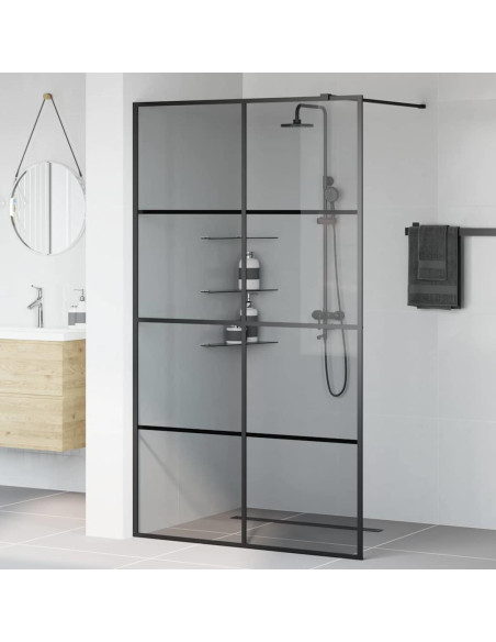 Parete Doccia Walk-in Nero 115 x 195 cm vetro temperato