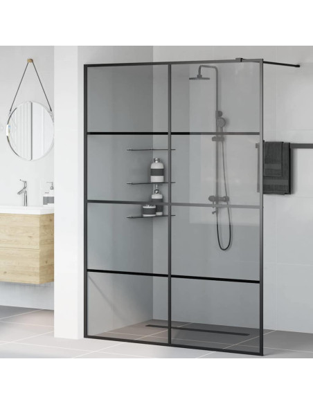 Parete Doccia Walk-in Nero 140 x 195 cm vetro temperato