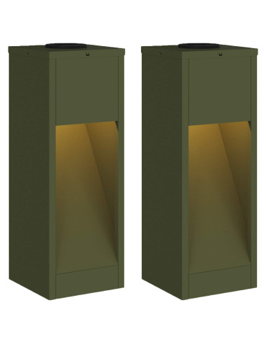Lucina LED Solare da Percorso 2 pcs Verde oliva