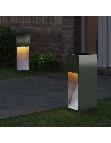 Lucina LED Solare da Percorso 2 pcs Argento Zincato