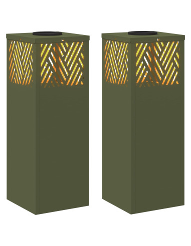 Faro LED solare per sentieri 2 pcs Verde oliva