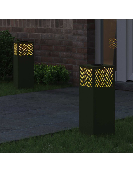 Faro LED solare per sentieri 2 pcs Verde oliva