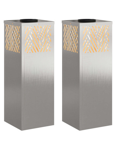 Faro LED solare per sentieri 2 pcs Argento Acciaio inossidabile