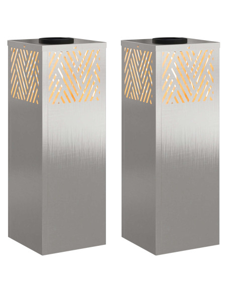 Faro LED solare per sentieri 2 pcs Argento Acciaio inossidabile