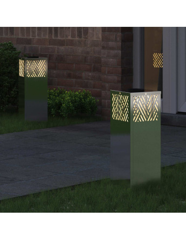 Faro LED solare per sentieri 2 pcs Argento Acciaio inossidabile