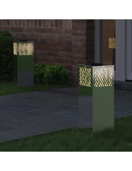 Faro LED solare per sentieri 2 pcs Argento Acciaio inossidabile